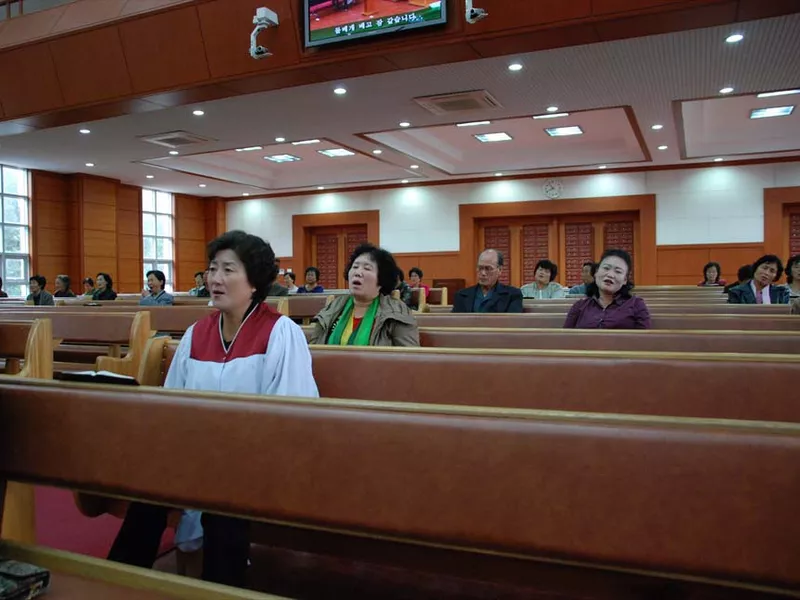Professional church goers in North Korea