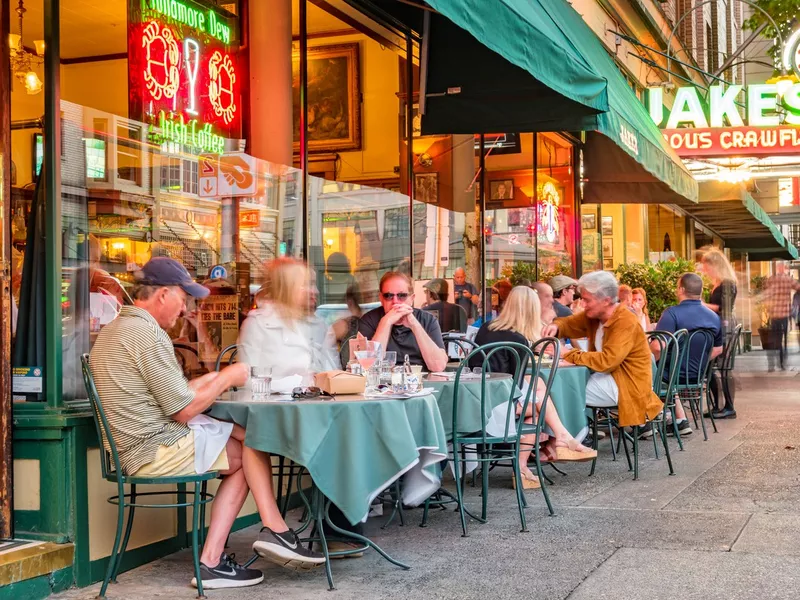 Restaurant patio in downtown Portland Oregon USA