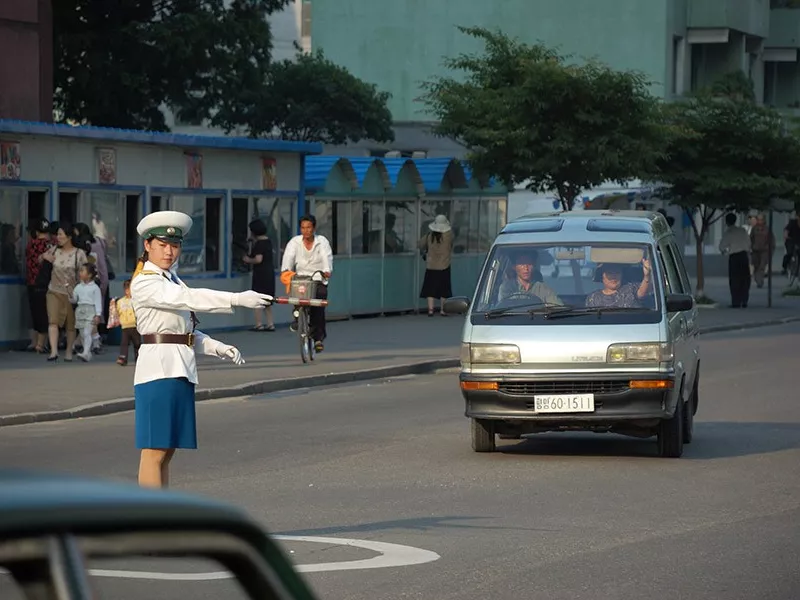 North Korean traffic lady