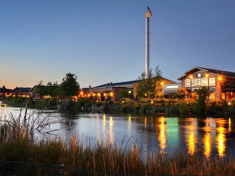 Riverside Buildings at Sunset