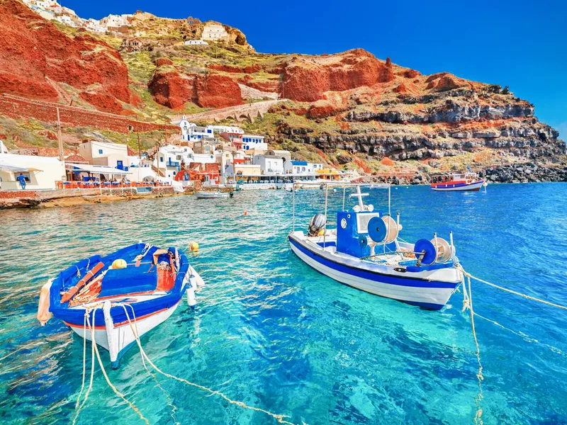 Fishing boats in Santorini