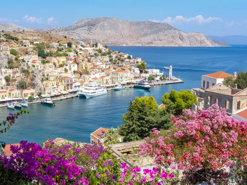Symi town cityscape, Rhodes, Greece